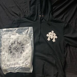Chrome Hearts Black Hoodie with White Logo